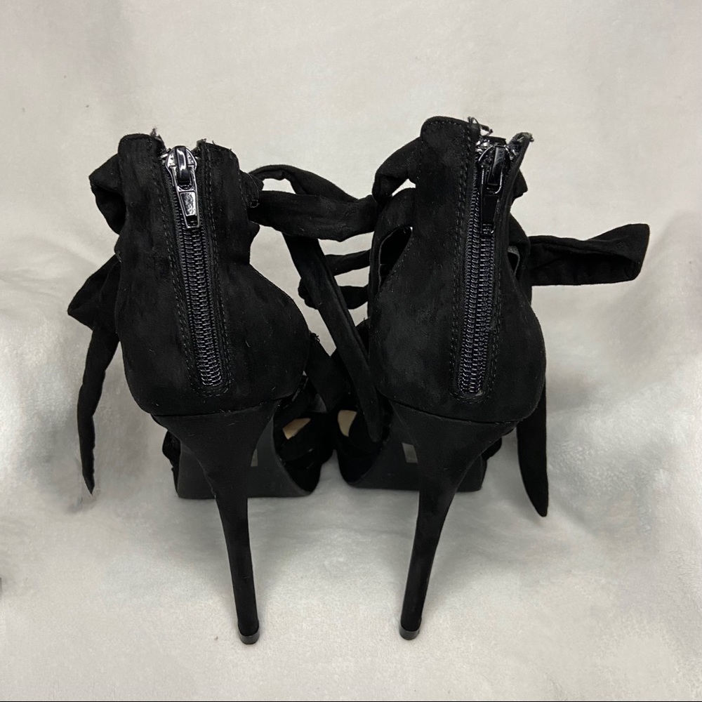 Lounge Suede Crisscross Leg Wrap Stiletto Heel - Picture 6 of 13